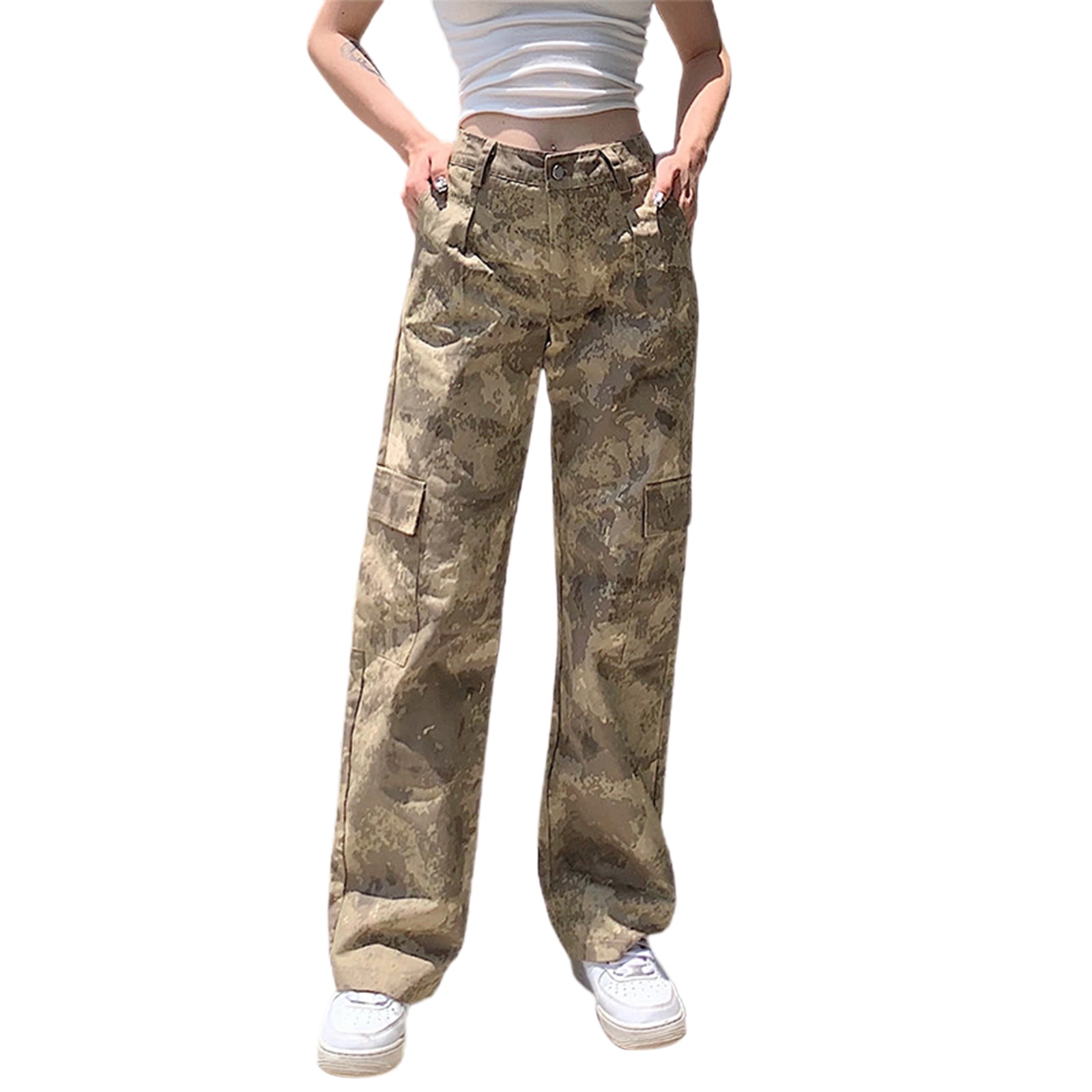 womens wide leg camo pants