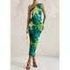 thumbnail image 4 of Vestido PRETTYGARDEN de un Hombro con Fruncido Floral Verde XL, 4 of 8