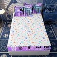 thumbnail image 4 of Erosebridal Gradient Gymnast Print Zipper Full Size Comforter Sets with Fitted Sheet and 2 Pillowcases,Black Dancer Silhouette Blue Purple Tone Accent Zipper Bedding Set,Violet Cyan,4pcs,Reversible, 4 of 6