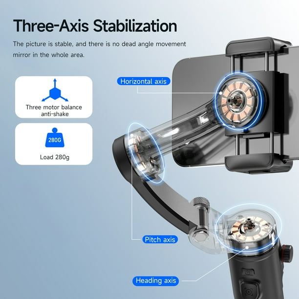 TOKQI TOKQI M02 Handheld 3-Axis Phone Stabilizer with Removable Remote Control and Mini Tripod - Lightweight Gimbal for Stable Video Recording