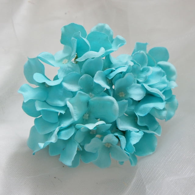 Lily Garden Silk Hydrangea Heads Artificial Flowers (12, Turquoise)