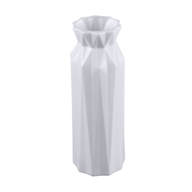 CSChome Desktop Vase Flower Vase: Nordic Style Geometric Lines Texture, Ceramic Plastic Pot for Home Decor