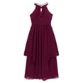 thumbnail image 5 of Aislor Kids Girls Pleated Chiffon Sleeveless Wedding Flower Girls Long Dress Junior Bridesmaid Party Dress Burgundy 14, 5 of 7