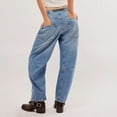 thumbnail image 5 of Yubnlvae Y2K Mid Waist Baggy Jeans - Women's Cropped Wide Leg Denim Pants (Retro Streetwear, Distressed) D 3XL, 5 of 8