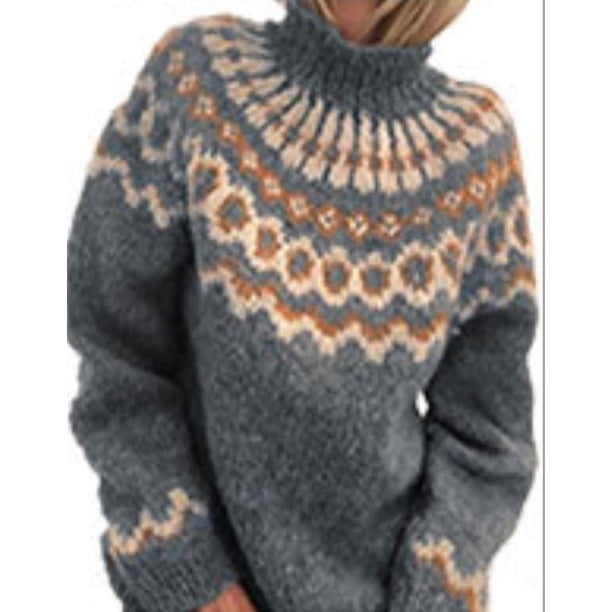 Suéter de jacquard de punto grueso y suelto informal de otoño e invierno para mujer de Europa y América