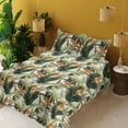 thumbnail image 2 of Ambesonne Exotic Fitted & Flat Sheet with Sham 3 Pcs Set, Bird Flowers Tropical Design, Twin XL, Marigold Green Eggshell, 2 of 5