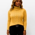 thumbnail image 4 of Women's Cable Knit Turtleneck Sweater, Womens Fall Sweaters, Long Sleeve Casual Pullover Top, 4 of 6