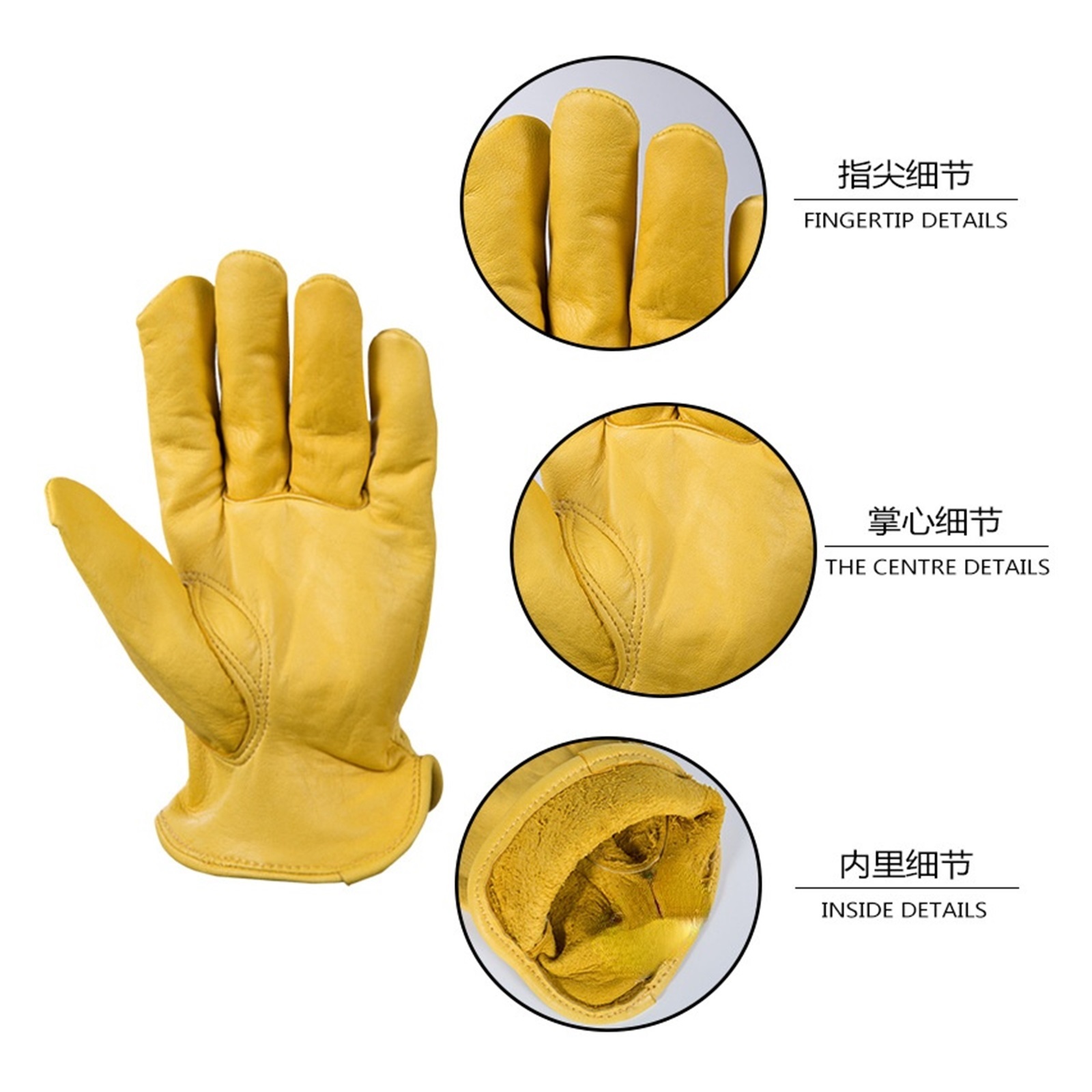 Leather Work Gloves Working Welding Safety Protective Gloves For Motorcycle Wood Cutting Construction Driving Garden ,Great Choice