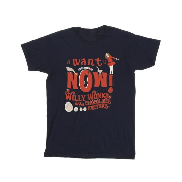 Willy Wonka T-Shirt en Coton pour Filles Verruca Salt I Want It Now