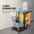 thumbnail image 4 of KFFKFF Maintenance Trolley, Triple-Tier Industrial Cleaning Trolley, Supports up to 200 lbs, Polyethylene Utility Cart, Accompanied by 25 Gallon PVC Sack and Lid, Dimensions 47 x 20 x 38.6in, Yellow, 4 of 9