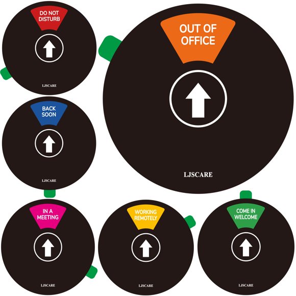 Cartel para puerta de oficina LJSCARE con 6 opciones, 15 cm, negro