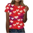 thumbnail image 2 of PNTUTB Valentine's Day Women's Fashion Print Crew Neck Short Sleeve Casual Loose Comfortable T Shirt, 2 of 6