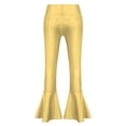 thumbnail image 2 of iEFiEL Kids Girls Jazz Hip Hop Dance Flare Pants Gymnastics Yoga Bell Bottoms Gold 10, 2 of 6