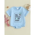 thumbnail image 2 of Suealasg Baby Girls Romper 6M 12M 18M 24M Short Sleeve Crew Neck Bunny Letter Print Bodysuit for Infant Girls Summer Easter Clothes, 2 of 9
