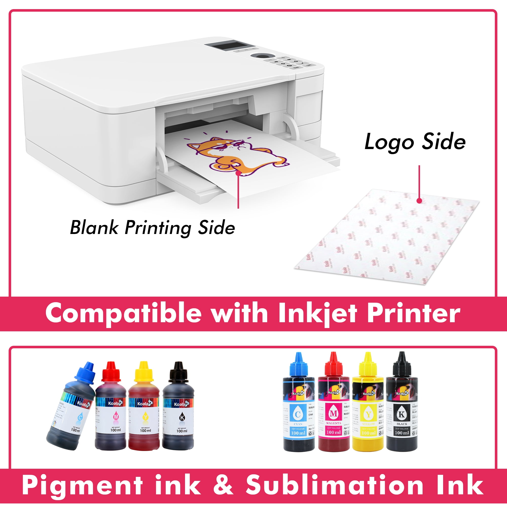 Premium 40 Sheets Light T-Shirt Transfer Paper for Inkjet Printers, 8.5x11 inch Iron-on Heat Transfer Paper for Light Cotton Fabrics Compatible with Cutter Machine