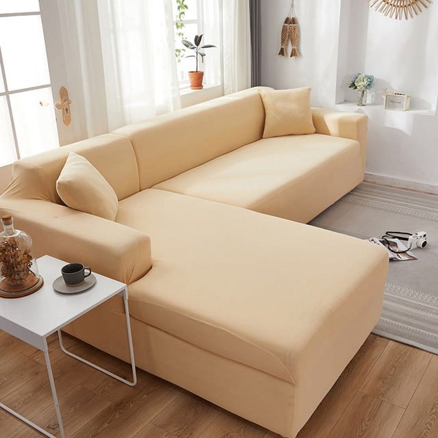 Housses de Canapé d'Angle Simples pour Salon Housse de Canapé Élastique en Spandex Housses Extensibles Canapé en Forme de L Besoin d'Acheter 2 Pcs Housse de Canapé
