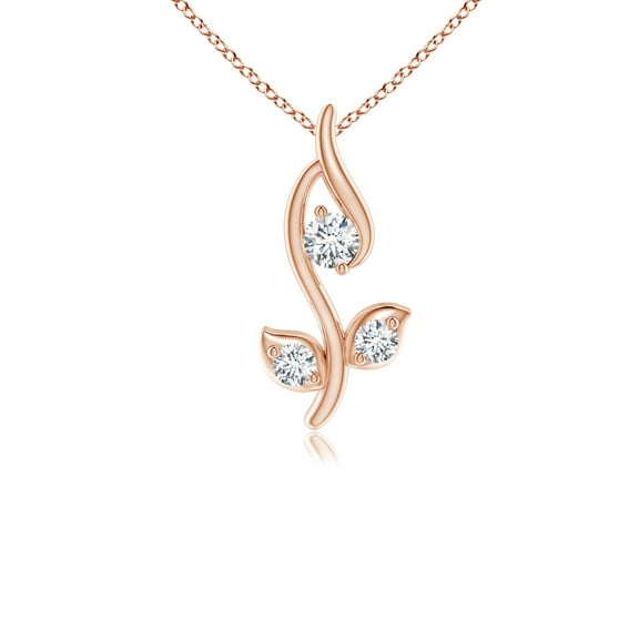 ANGARA Natural Classic Diamond Leaf and Vine Pendant in 14K Rose Gold for Women (Size-2mm| Color-G| Clarity-VS2) | April Birthstone, Anniversary, Jewelry Gift for Women | Natural Diamond Necklace