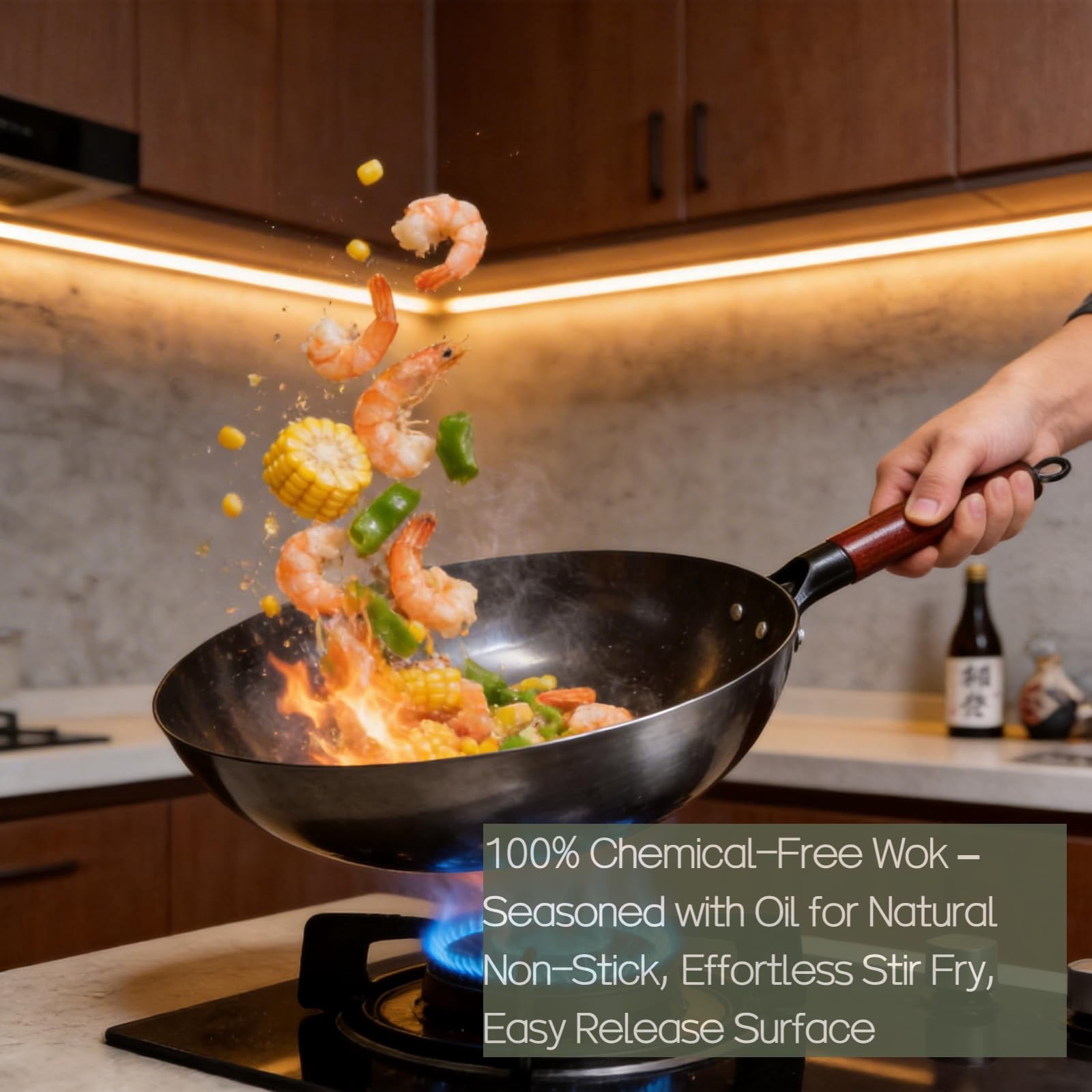 Nitrided Carbon Steel Wok  12" (30cm) Pre-seasoned - Induction Electric & Gas Stove Compatible Even Heat Base For Authentic Hei Family Stir-fry