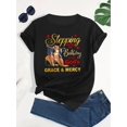 thumbnail image 2 of Camiseta inspiradora de cumpleaños con estampado "Gracia y Misericordia de Dios" | Camiseta informal de cuello redondo para mujer | Elastizado medio | Estampado geométrico | Top de punto de verano | R, 2 of 7