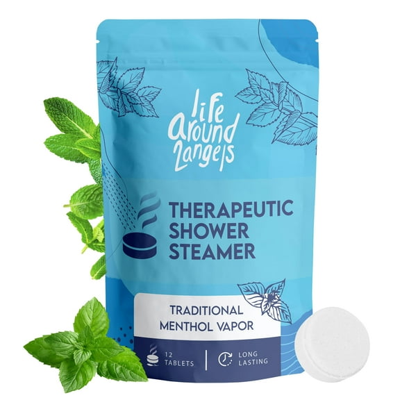 LifeAround2Angels 12 Pack Therapeutic Menthol Shower Steamer Made in USA Extra Strength Aromatherapy Shoothing Shower Vapor Self Care Relaxation Gifts for Women Spa Christmas Gifts Stocking Stuffer