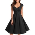 thumbnail image 1 of Vestido de cóctel retro vintage de los años 50 con falda plisada y escote en V estilo rockabilly, 1 of 6
