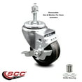 thumbnail image 2 of 3 Inch Phenolic Wheel Swivel 3/8 Inch Threaded Stem Caster with Brake SCC, 2 of 2