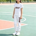 thumbnail image 4 of ITSAME Girls Athletic Outfits 2-Piece Quick-Dry Short Sleeve T-Shirt & Tapered Pants Kids Sportswear Set White Size 5T, 4 of 5
