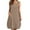 Khaki, variant on LADIGASU Women Loose V-Neck Summer Solid Short Sleeve Cotton And Linen Dress