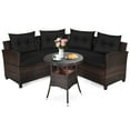 thumbnail image 1 of Patiojoy 4PCS Outdoor Patio Conversation Set Wicker Rattan Sectional Sofa W/Black Cushions, 1 of 8