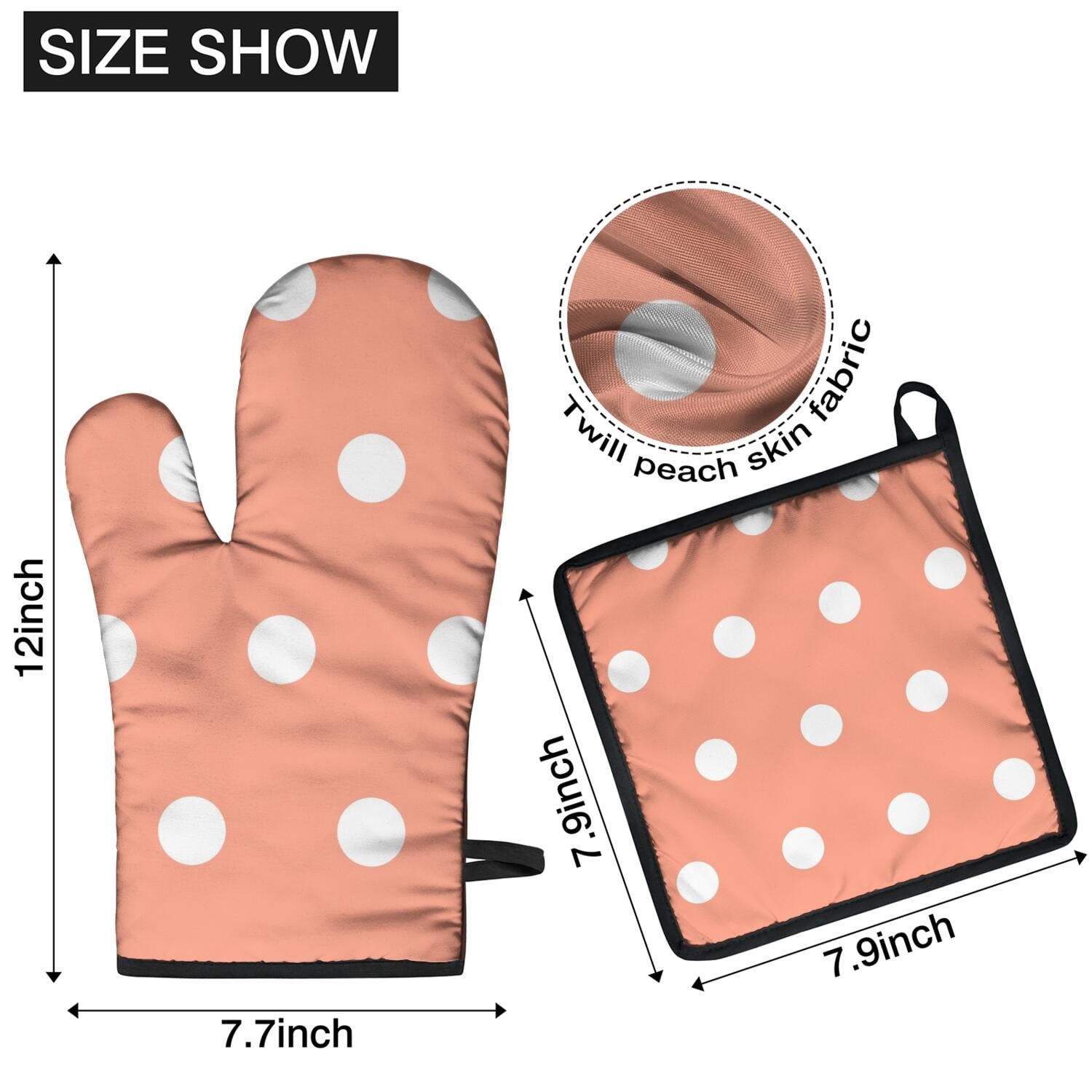 Oven Mitts and Pot Holders Set Of 4, Heat Resistant Kitchen Gloves with Non-Slip Grip, Hanging Loop, Soft Cotton Lining for Baking, Cooking, Grilling, Barbecue