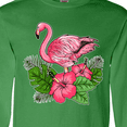 thumbnail image 4 of Inktastic Flamingo with Tropical Flowers Long Sleeve T-Shirt, 4 of 5