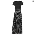 thumbnail image 3 of Qarigey Maxi vestido de manga corta con cuello y estampado de lunares para mujer Vestidos Punto METRO, 3 of 6