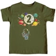 thumbnail image 4 of Olive Loves Apple 2nd Birthday Rocket Astronaut Themed T-Shirts with Moon Balloon and Planets for Boys and Girls Military Green Shirt 2T, 4 of 7