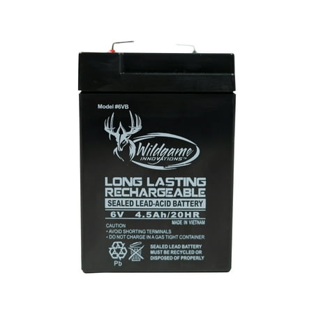WILDGAME INNOVATIONS 6V Edrenaline Rechargeable Battery for Game Feeders | Outdoor Long-Lasting Sealed Lead-Acid Tab Style Rechargeable Battery