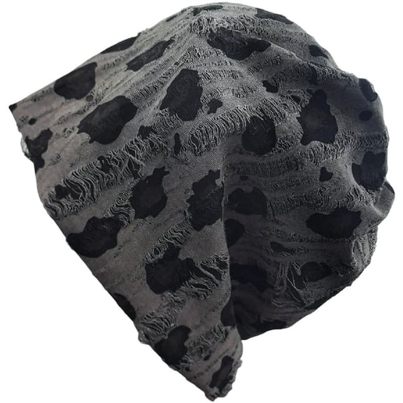 Slccxzc Leopard Print Beanie Hat for Women, Stretchy Thermal Winter Skull Cap, Grey