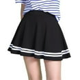 thumbnail image 3 of Skymirror Women Fashion Solid Color High Waist Stripe Pleated A Line Mini School Skirt, 3 of 6
