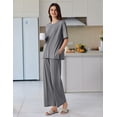 thumbnail image 3 of Ekouaer Lounge Sets for Women Short Sleeve Pullover Tops and Long Pants Soft Pajamas Set 2 Piece Outfits, 3 of 6