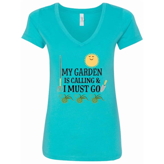 Inktastic Gardening Funny Garden is Calling Women's V-Neck T-Shirt