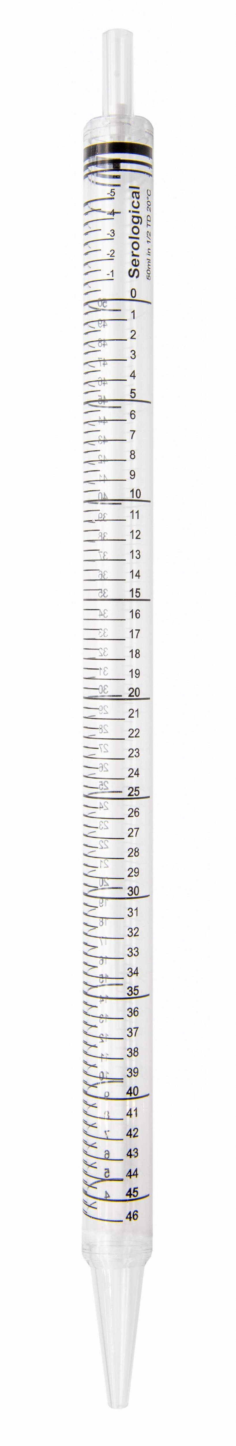 GSC International SPDS-50-10 Serological Pipette, 50ml Capacity by 0.5ml, Plastic, Sterile, Color Coded. Pack of 10.