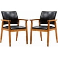 thumbnail image 2 of NOBPEINT Mid-Century Dining Side Chair with Faux Leather Seat in Black, Arm Chair in Walnut,Set of 2, 2 of 9
