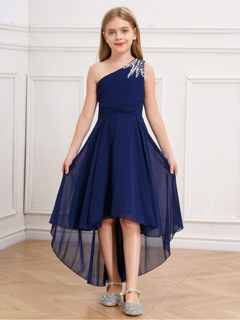 YiZYiF Big Girls Shiny Beaded One Shoulder Evening Proms Dress High-low Hem Birthday Party Dresses - Walmart.com YiZYiF Big Girls Shiny Beaded One Shoulder Evening Proms Dress High-low Hem Birthday Party Dresses - Walmart.com