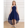 thumbnail image 3 of IEFIEL Kids Flower Girls Beaded Ruched Pageant Maxi Dress Wedding Birthday Party One Shoulder High Low Gown A Navy Blue 12, 3 of 7