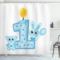 thumbnail image 1 of Ambesonne Birthday Shower Curtain, Boys Party Cake Candle, 69"Wx75"L, Pale Blue Pale Blue, 1 of 3