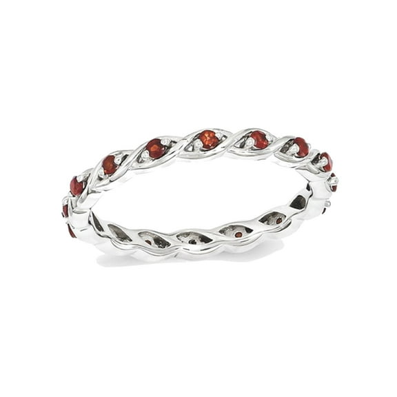 Gem & Harmony 1/3 Carat (Ctw) Garnet Eternity Twist Band Ring in Sterling Silver for Women
