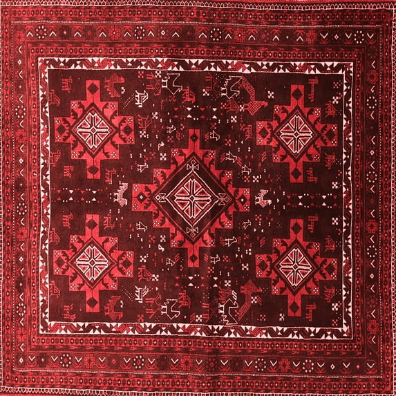 Ahgly Company Indoor Square Persian Red Traditional Area Rugs, 7' Square