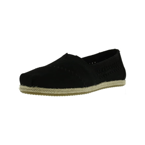 toms women's classic nubuck black woven panel ankle-high flat shoe - 7m