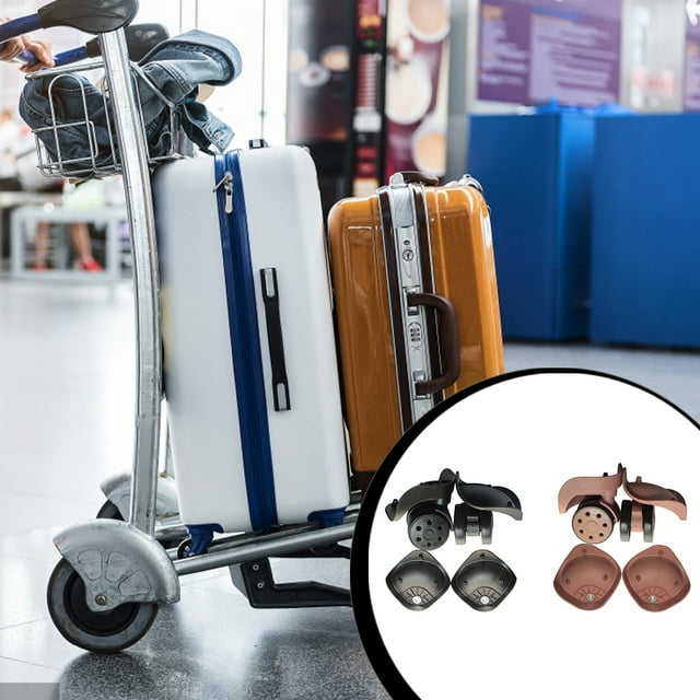 2 Pcs Roues de Bagage Nylon Portables Professionnelles Réparations de Valises Voyage Fourre-Tout Transporter Valise Chariot Roulettes Pivotantes Ensemble de Réparation Accessoires Or Rose