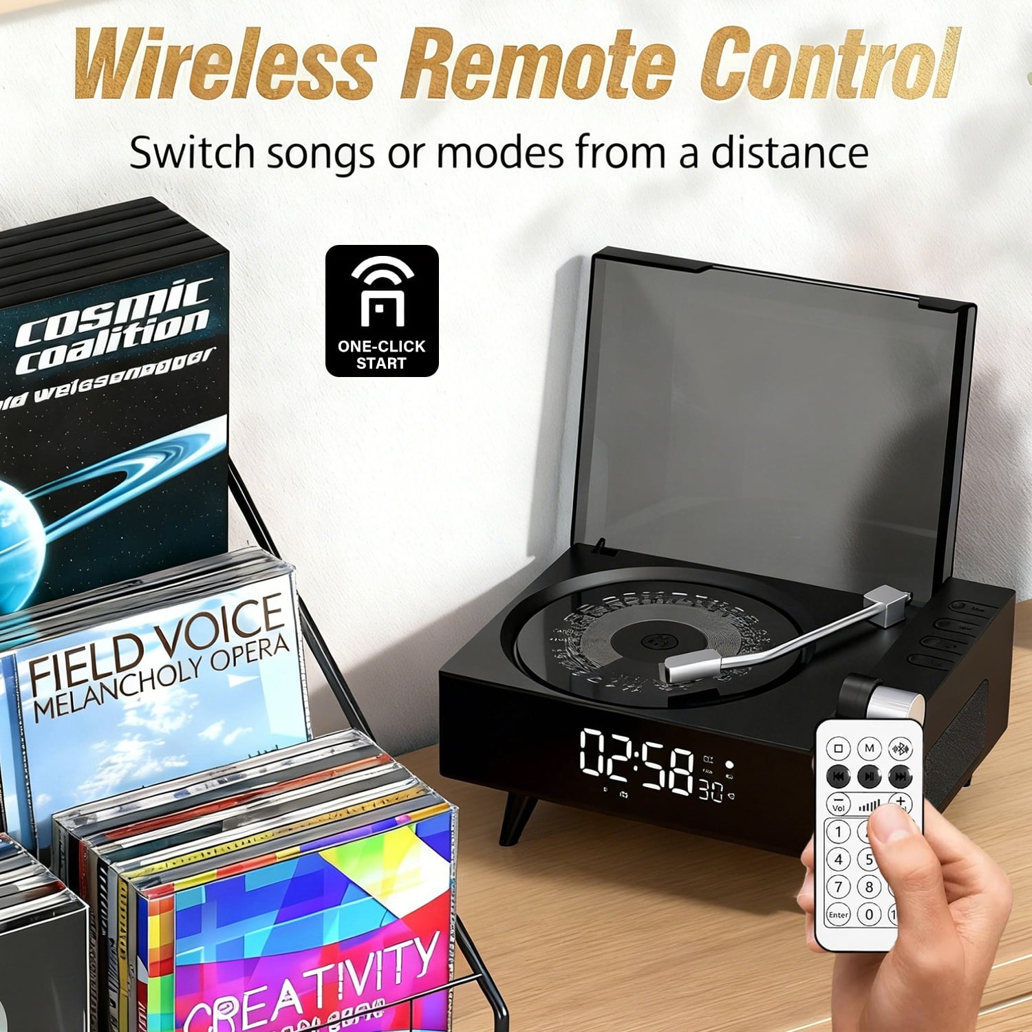 ST-CARE Rechargeable Vintage Portable CD Player with Bluetooth for Home, Black