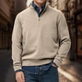 thumbnail image 2 of Migroa Essential Men's Quarter-Zip Sweatshirt -Solid Color Stand-Up Collar Design, Multiple Color Options, Premium Casual Wear Under $20, Khaki L, 2 of 4