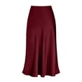 thumbnail image 4 of MuXiKeJi Clothes Elegant Casual Satin Maxi Skirt Featuring High Waist Stretchy Elastic Band And Side Slit For Comfort, 4 of 5